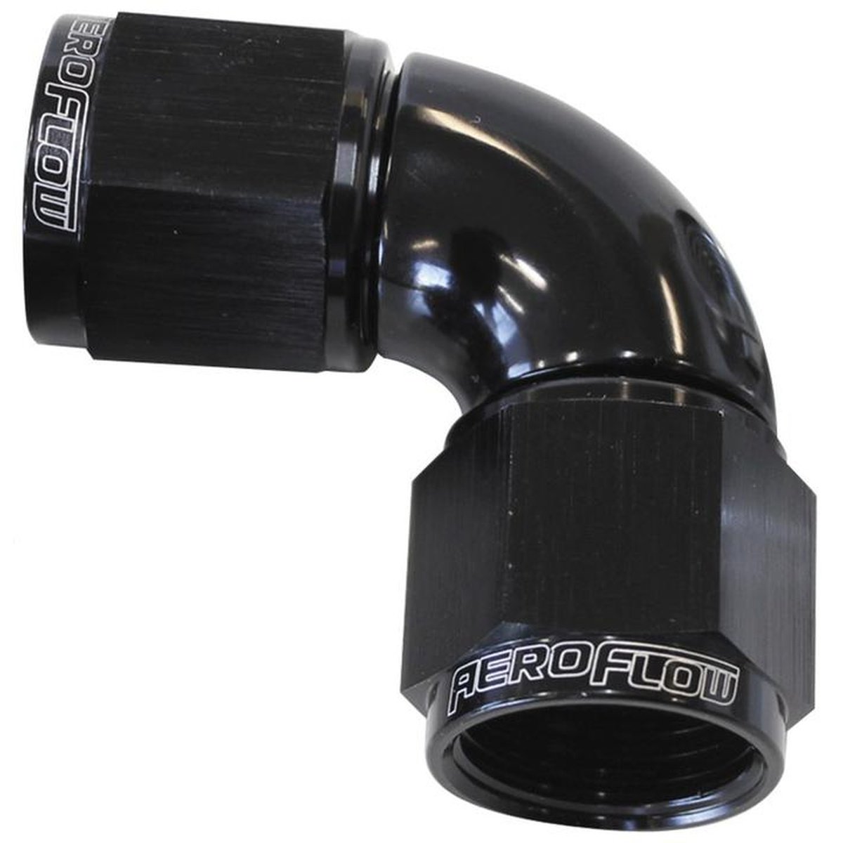 Aeroflow AF583-12BLK -12AN 90 Deg Swivel Coupler Black Billet Full Flow 1 Piece AF583-12BLK