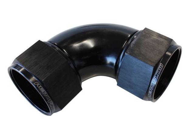 Aeroflow AF583-20BLK -20AN 90 Deg Swivel Coupler Black Billet Full Flow 1 Piece AF583-20BLK