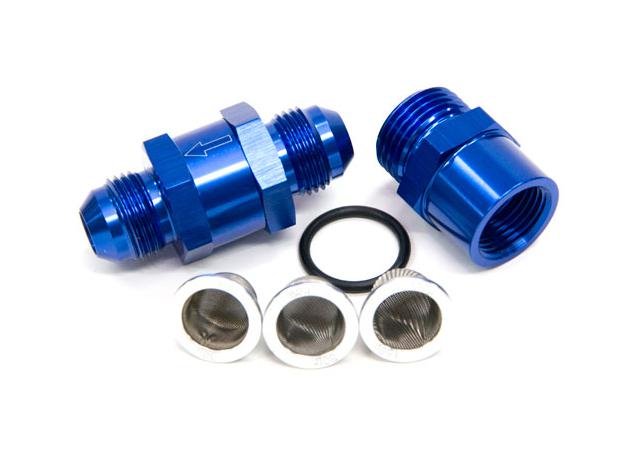 Aeroflow AF608-04 -4AN Inline Fuel & Oil Filter Blue 3x Filter 30,80,150 Micron