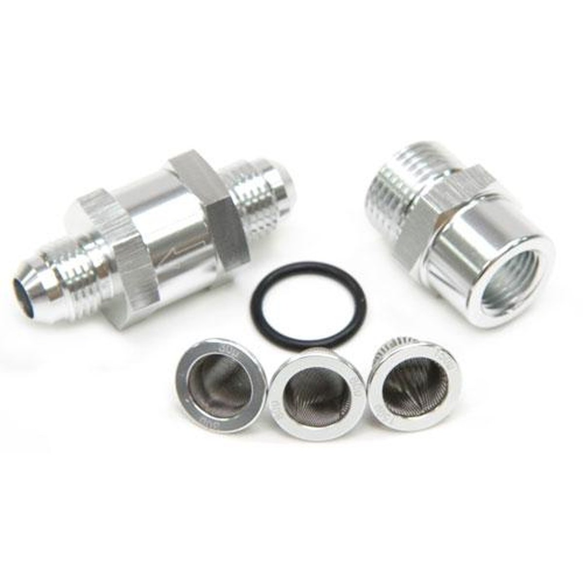 Aeroflow AF608-04S -4AN Inline Fuel & Oil Filter Silver 3x Filter 30,80,150 Micron