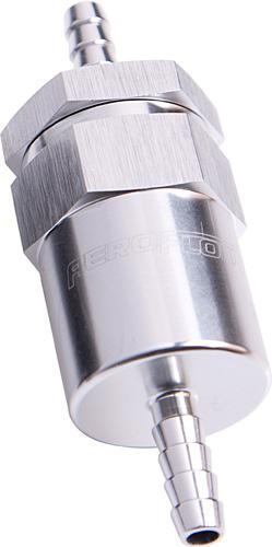 Aeroflow AF610-05S Billet Fuel Filter 5/16" Barb Silver (Bronze Filter)