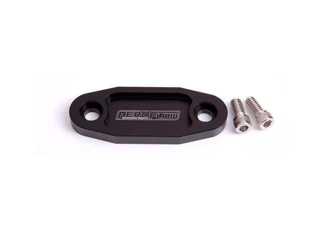 Aeroflow AF64-2020BLK Billet Fuel Pump Block Off Black Suits 302 351C