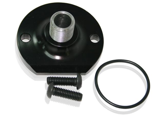 Aeroflow AF64-2055BLK Spin On Filter Mount Billet Non Bypass Fits Chev