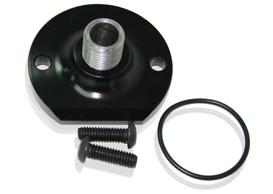 Aeroflow AF64-2055BLK Spin On Filter Mount Billet Non Bypass Fits Chev