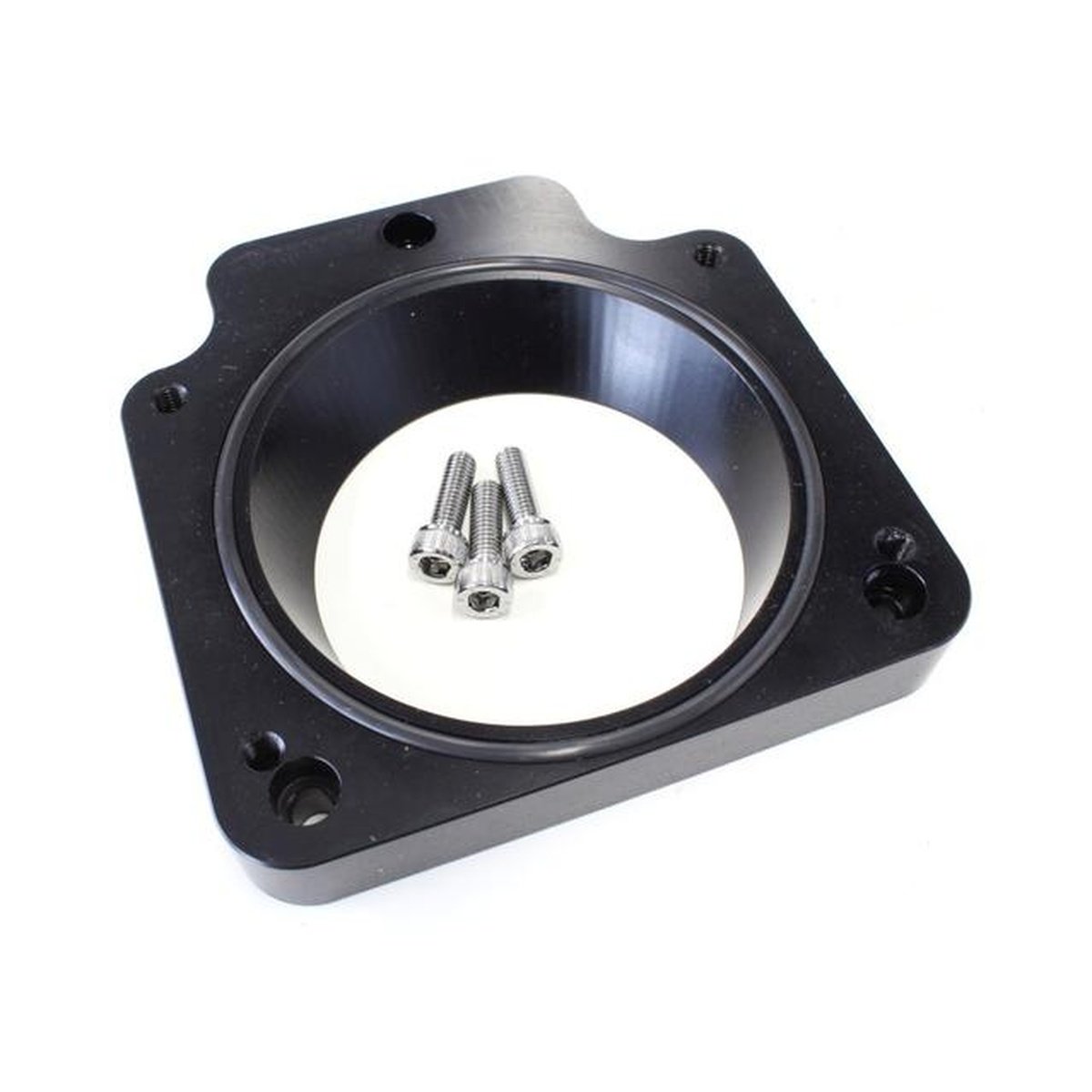 Aeroflow AF64-2088BLK 4 To 3 Bolt 90 - 86mm Black Throtte Body Adapter Fits LS Chev