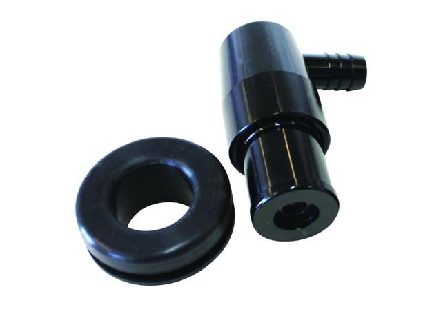 Aeroflow AF64-2106BLK Billet PCV Valve Suits 1-1/4" Holes In Cover 3/8" Male Barb