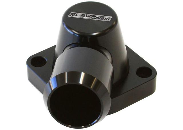Aeroflow AF64-2115BLK Billet Thermostat Housing Black Swivel Fits LS3 Only