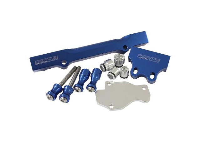 Aeroflow AF64-2204 Billet Fuel Rail Kit Gen 2 Blue Suits Mazda Rotary Series 6-8 RX7