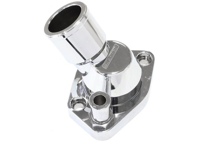 Aeroflow AF64-2233C Billet Thermostat Housing Chrome Swivel 45Deg Fits Ford Windsor