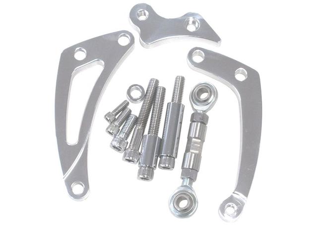 Aeroflow AF64-4004 Low Mount Alt Bracket Left Side SWP Polished Fits SBC