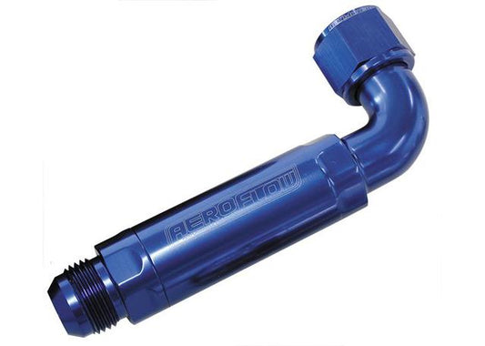 Aeroflow AF64-4100 -12AN 90Deg To Inline Filter fits Use With Dry Sump Pans