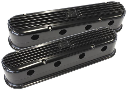 Aeroflow AF64-4110BLK Billet Retro Black Valve Covers Fits Chev LS LS2 And LS3 Coil