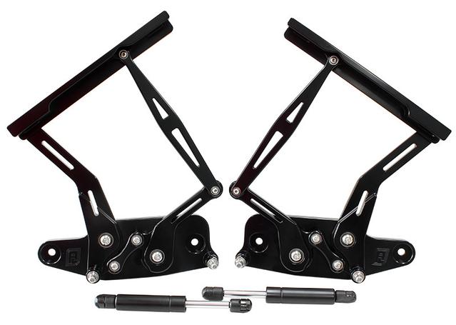 Aeroflow AF64-4129BLK Billet Bonnet Hinge Kit Black Fits Holden HK-HT-HG