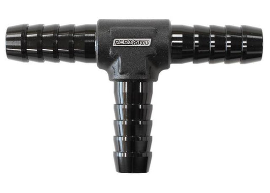 Aeroflow AF64-4203BLK Aluminium T Piece 6mm / 1/4" Black Tee Piece AF64-4203BLK