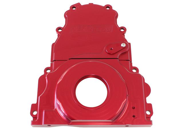 Aeroflow AF64-4361R Billet 2 Piece Timing Cover Red Fits Holden / Chev LS