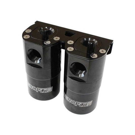 Aeroflow Dual Universal Catch CAN -10 ORB Black AF64-4364BLK