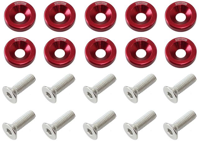 Aeroflow Billet Dress Up / Fender Bolt Red (10 Pack) AF64-4365R