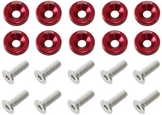 Aeroflow Billet Dress Up / Fender Bolt Red (10 Pack) AF64-4365R