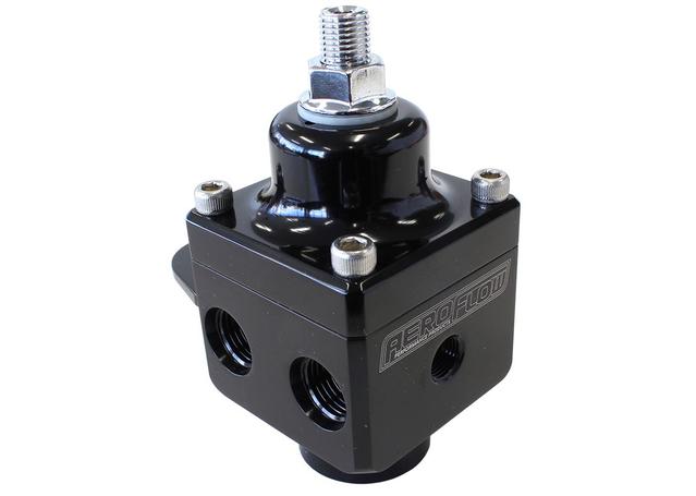 Aeroflow AF66-2048BLK 4 Port Fuel Pressure Regulator Black (1600+ Hp)