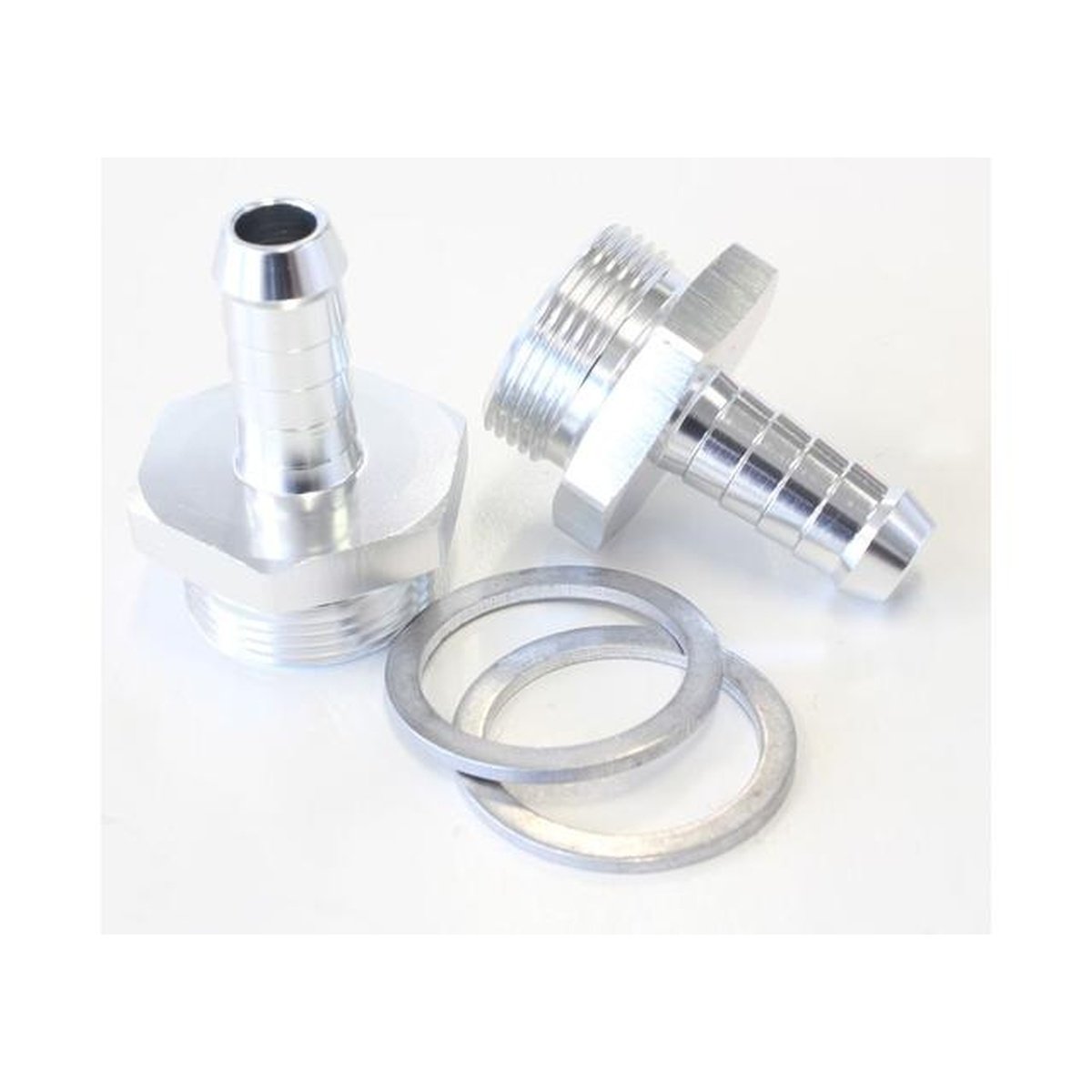 Aeroflow AF700-01S Holley Inlet Fitting 3/8" Barb Silver 7/8" X 20 To 3/8" Barb