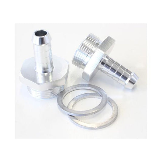 Aeroflow AF700-01S Holley Inlet Fitting 3/8" Barb Silver 7/8" X 20 To 3/8" Barb