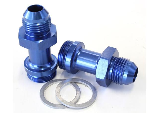 Aeroflow AF700-08 Holley Inlet Fitting -8AN Blue 7/8" X 20 To -8AN Long
