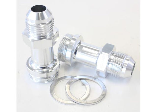 Aeroflow AF700-08S Holley Inlet Fitting -8AN Silver 7/8" X 20 To -8AN Long
