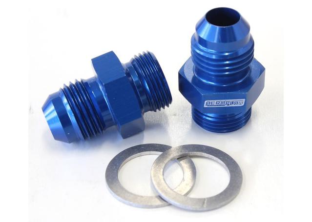 Aeroflow AF701-06 Bg / Demon Inlet Fitting -6AN Blue 9/16" X 24 To -6AN Short