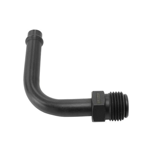 Aeroflow Holley / Stromberg Inlet Fitting 5/8-20 Thread To 3/8" 90Deg Black