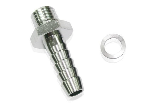 Aeroflow AF734-03S Metric M18x1.5mm To 5/8 Barb Silver Male