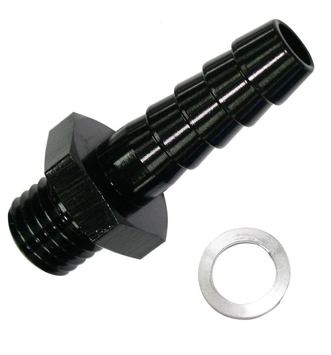 Aeroflow AF734-05BLK Metric M18x1.5mm > 5/16 Barb Black Male