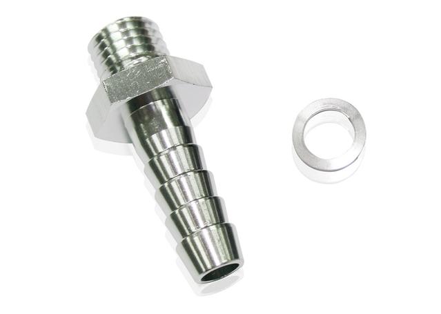 Aeroflow AF731-02S Metric M12x1.5mm To 3/8 Barb Silver Male