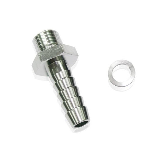 Aeroflow AF731-01S Metric M12x1.5mm To 8mm Barb Silver Male