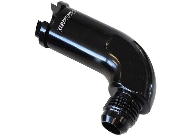 Aeroflow AF803-02BLK 90Deg Push On Fuel Fitting 3/8" Return Side -6AN Fits Chev LS1 LT1