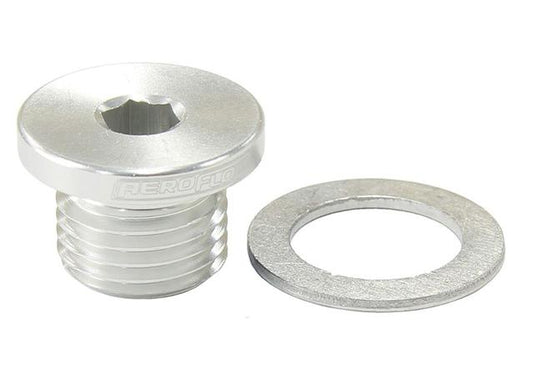 Aeroflow AF814-M12-01S Metric Port Plug M12 X 1.25 Silver Low Profile Hex Plug