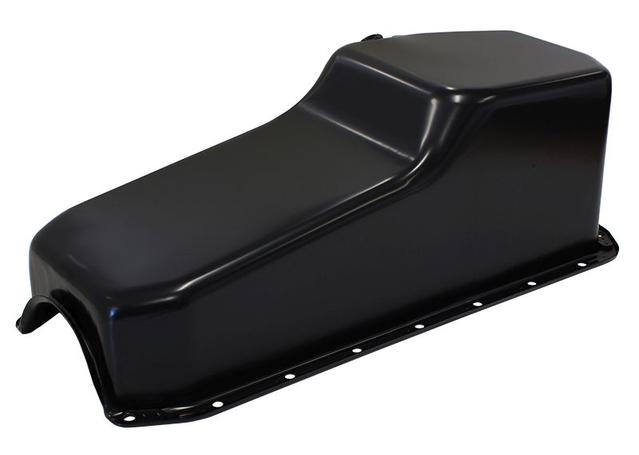 Aeroflow AF82-9005BLK Steel Stock Oil PAN Black Lh/Side Dipstick Rear Sump Fits SBC