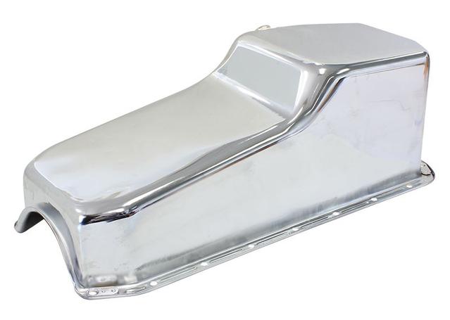 Aeroflow AF82-9005C Steel Stock Oil PAN Chrome Lh/Side Dipstick Rear Sump Fits SBC