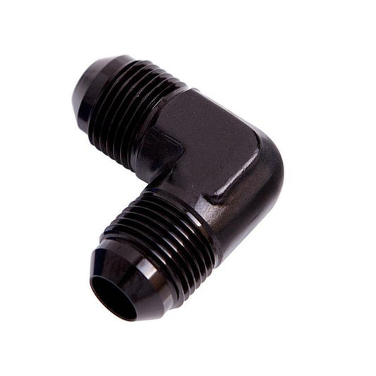 Aeroflow AF821-06BLK Male Flare Union 90Deg -6AN Black Male To Male 90Deg