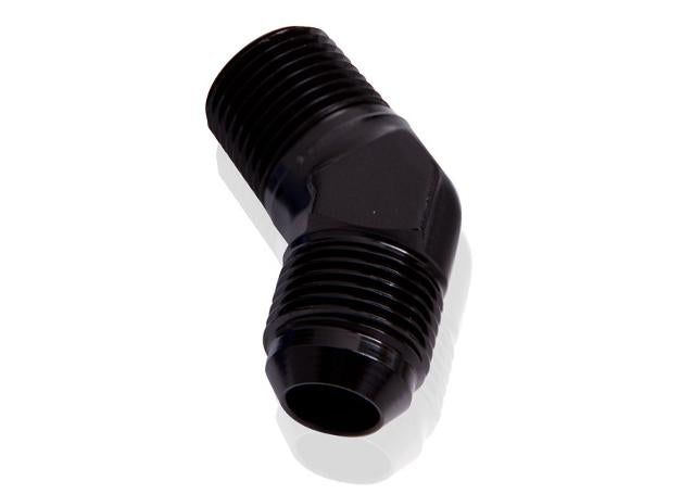 Aeroflow AF823-08-04BLK Male 45Deg 1/4" Npt To -8AN Black
