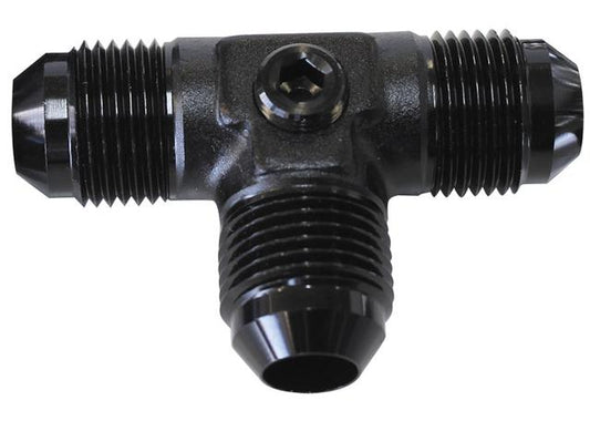 Aeroflow AF824-08PBLK Male Flare Tee -8AN With 1/8" Port Black All Sides Male AN AF824-08PBLK