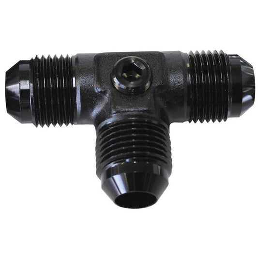 Aeroflow AF824-06PBLK Male Flare Tee -6AN With 1/8" Port Black All Sides Male AN AF824-06PBLK