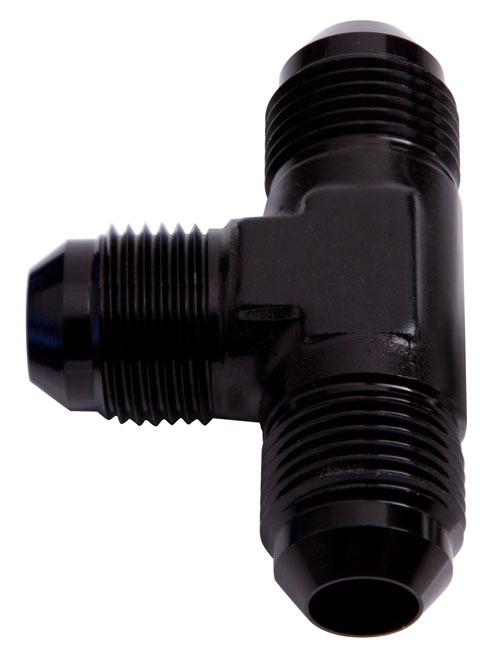 Aeroflow AF824-03BLK Male Flare Tee -3AN Black All Sides Male AN AF824-03BLK
