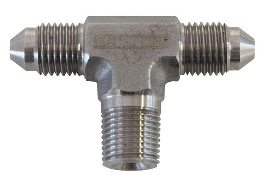 Aeroflow AF825-03SS Tee -3AN With 1/8" NPT On Side Stainless Steel AF825-03SS