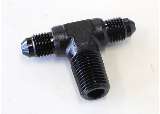 Aeroflow AF825-06-06BLK Tee -6AN With 3/8" NPT On Side Black AN Tee With NPT On Side AF825-06-06BLK