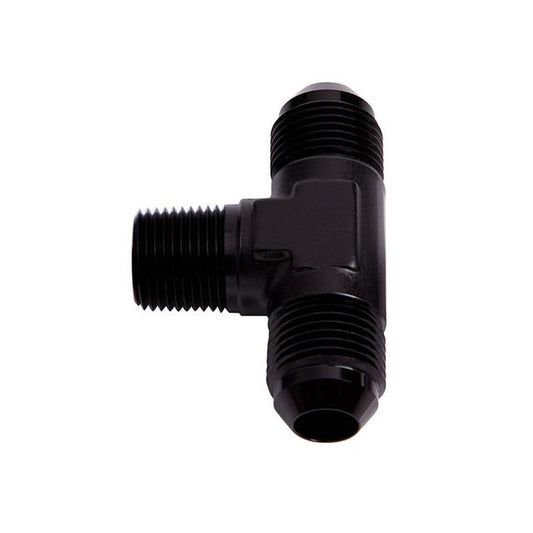 Aeroflow AF825-04BLK Tee -4AN With 1/8" NPT On Side Black AN Tee With NPT On Side AF825-04BLK