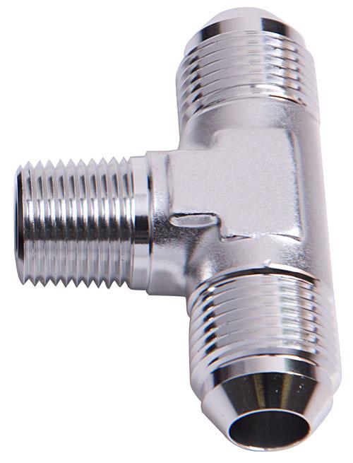 Aeroflow AF825-12S Tee -12AN With 3/4" NPT On Side Silver AN Tee With NPT On Side AF825-12S