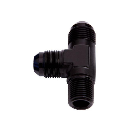 Aeroflow AF826-04BLK Tee -4AN With 1/8" NPT On Run Black AN Tee With NPT On Run AF826-04BLK