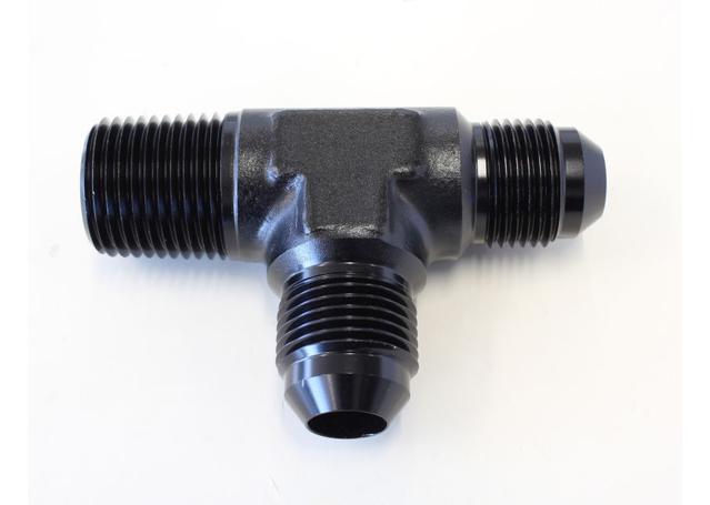 Aeroflow AF826-08-08BLK Tee -8AN With 1/2" NPT On Run Black AN Tee With NPT On Run AF826-08-08BLK