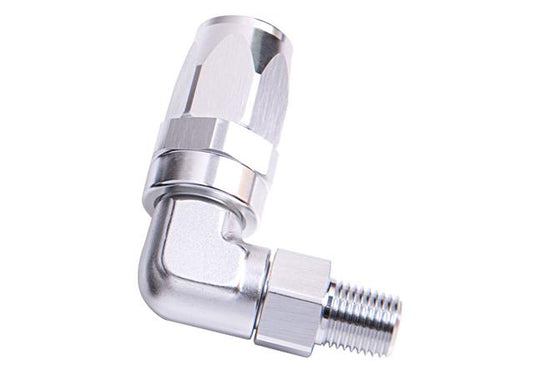 Aeroflow AF829-06-06S Male 3/8" Npt 90Deg To -6AN Silver Full Swivel 90Deg
