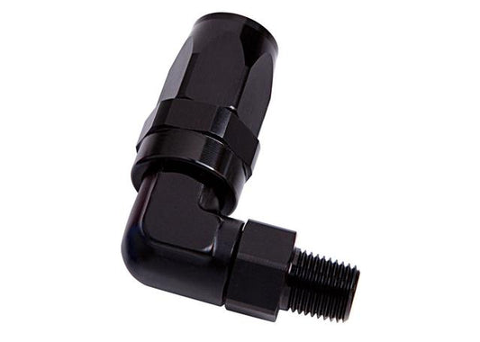 Aeroflow AF829-08-08BLK Male 1/2" Npt 90Deg To -8AN Black Full Swivel 90Deg